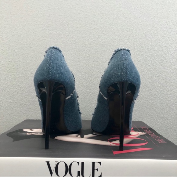 TOM FORD Denim & Black Stilettos Pumps Heels - Picture 4 of 7